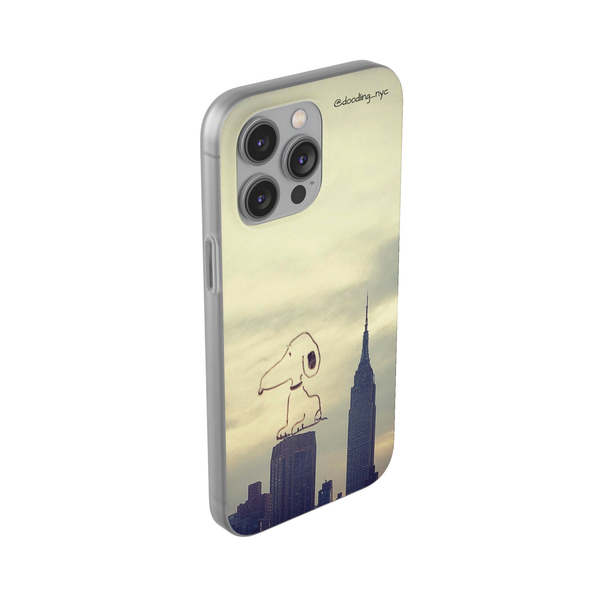 Dog Doodle NYC Skyline Flexi Phone Case for iPhone 13 14 Mini Pro Max