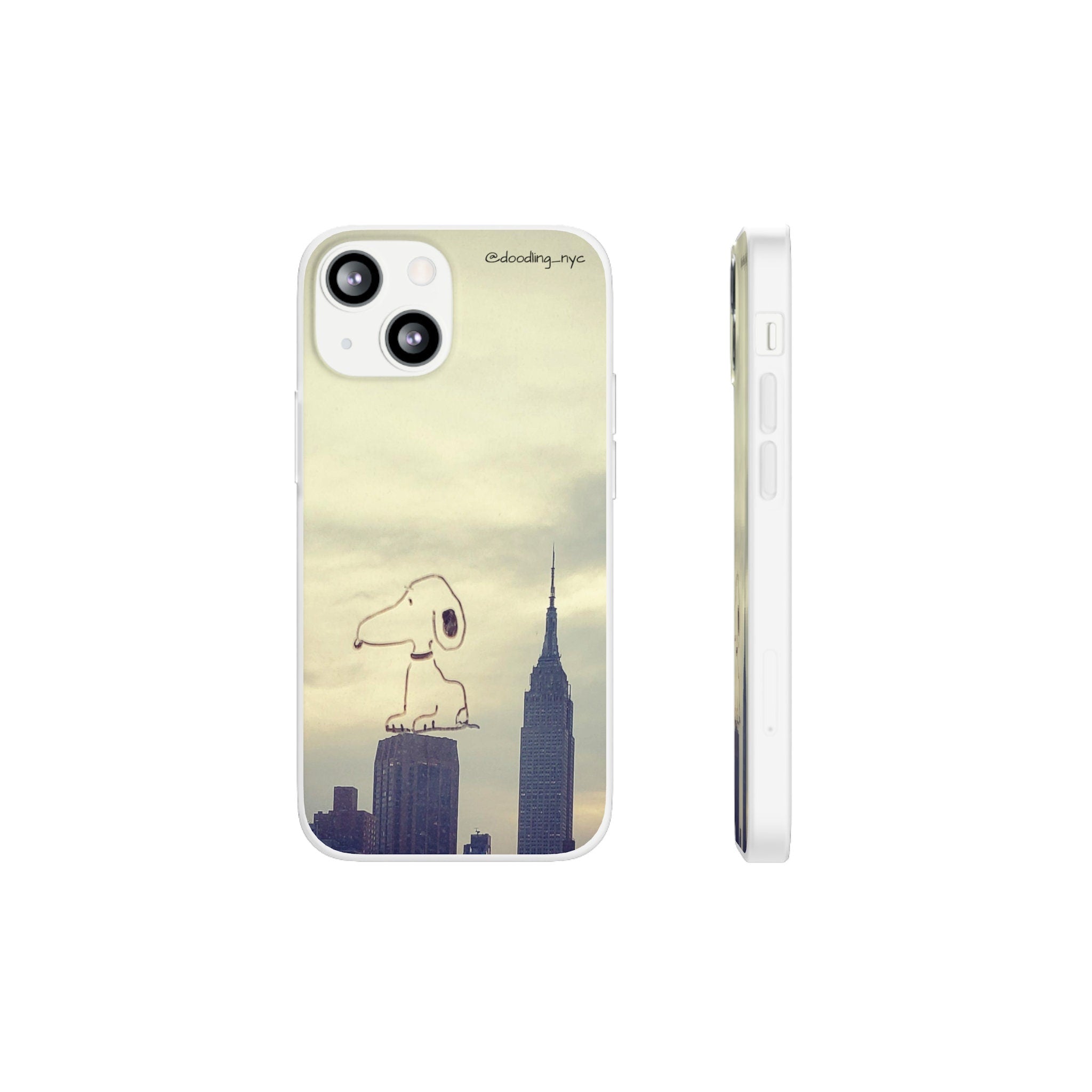 Dog Doodle NYC Skyline Flexi Phone Case for iPhone 13 14 Mini Pro Max