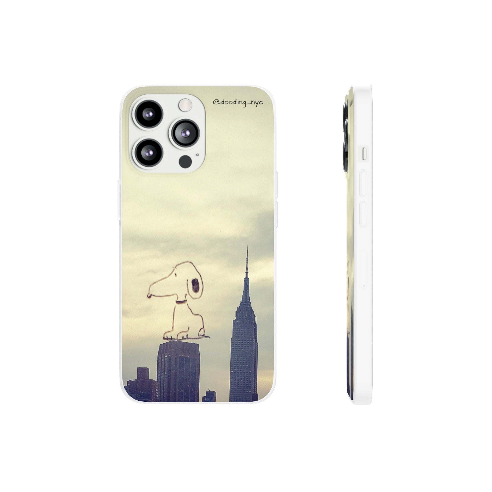 Dog Doodle NYC Skyline Flexi Phone Case for iPhone 13 14 Mini Pro Max