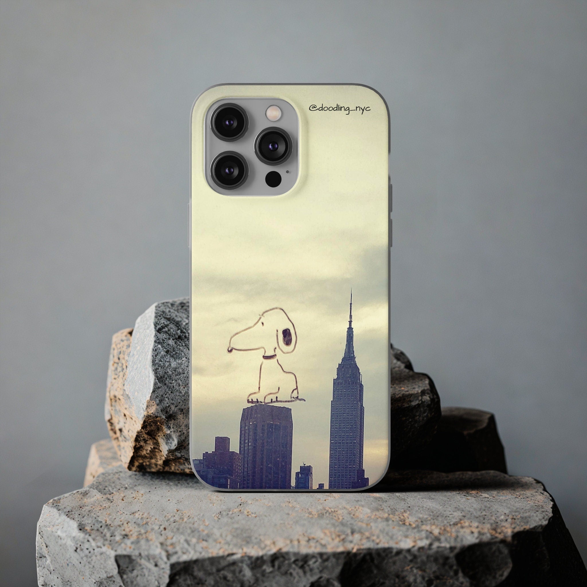 Dog Doodle NYC Skyline Flexi Phone Case for iPhone 13 14 Mini Pro Max