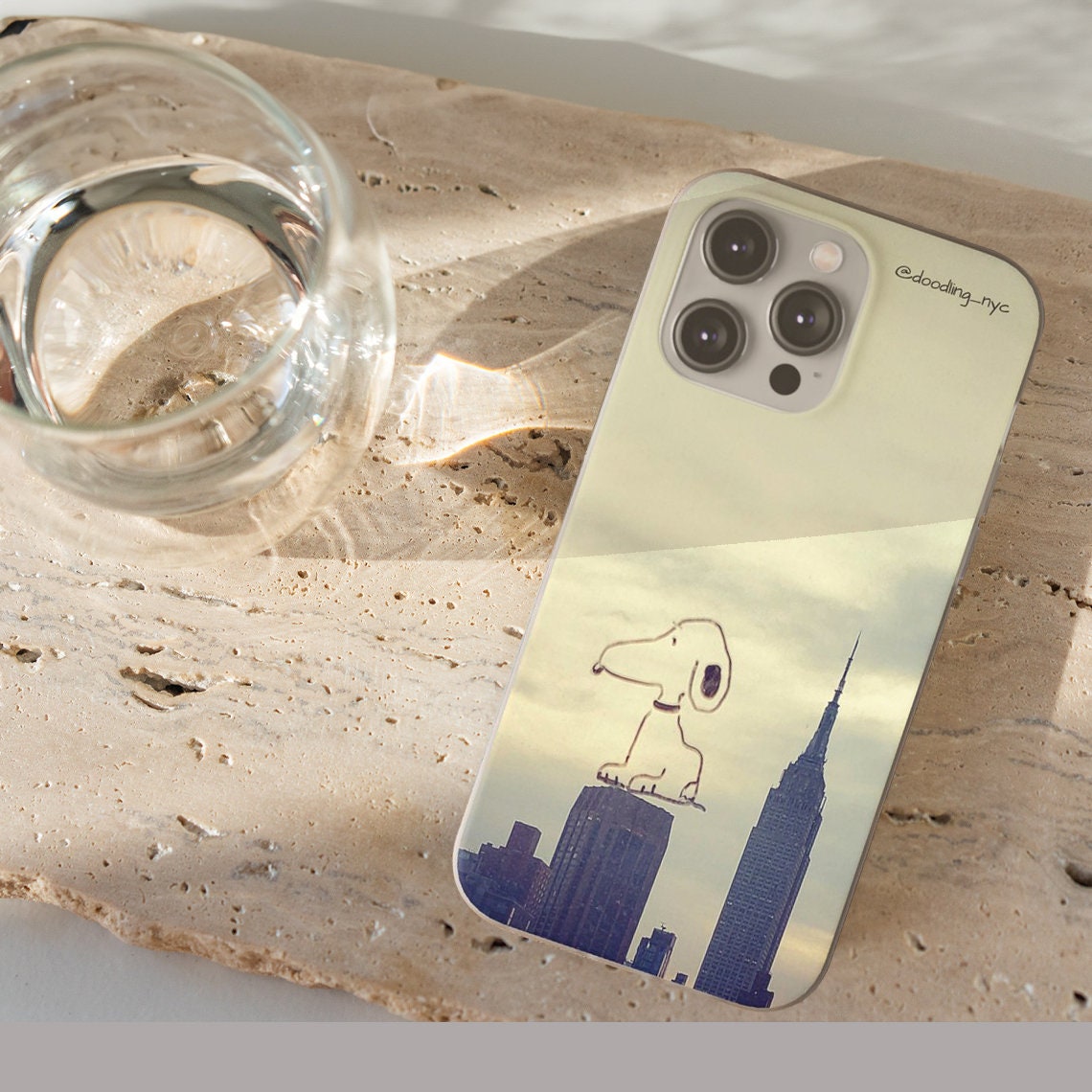 Dog Doodle NYC Skyline Flexi Phone Case for iPhone 13 14 Mini Pro Max